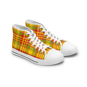 Colorful Plaid Women's High Top Sneakers, Casual Footwear, Trendy Sneakers, Fashionable Gift, Everyday Wear, Spring Styles
