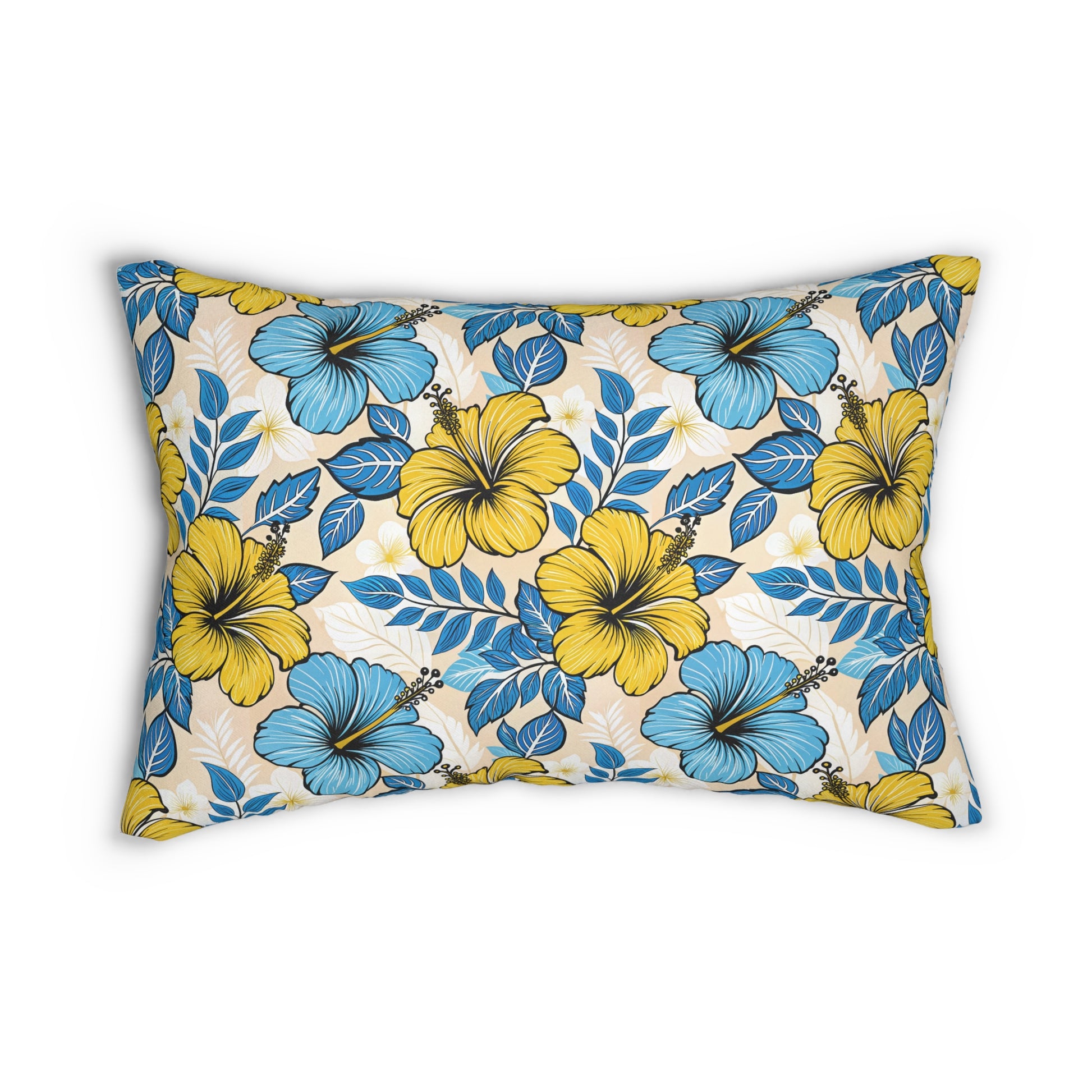 Tropical Floral Lumbar Pillow - Hawaiian Decor, Summer Vibe Cushion, Beach House Accent, Throw Pillow for Relaxation, Gift Idea