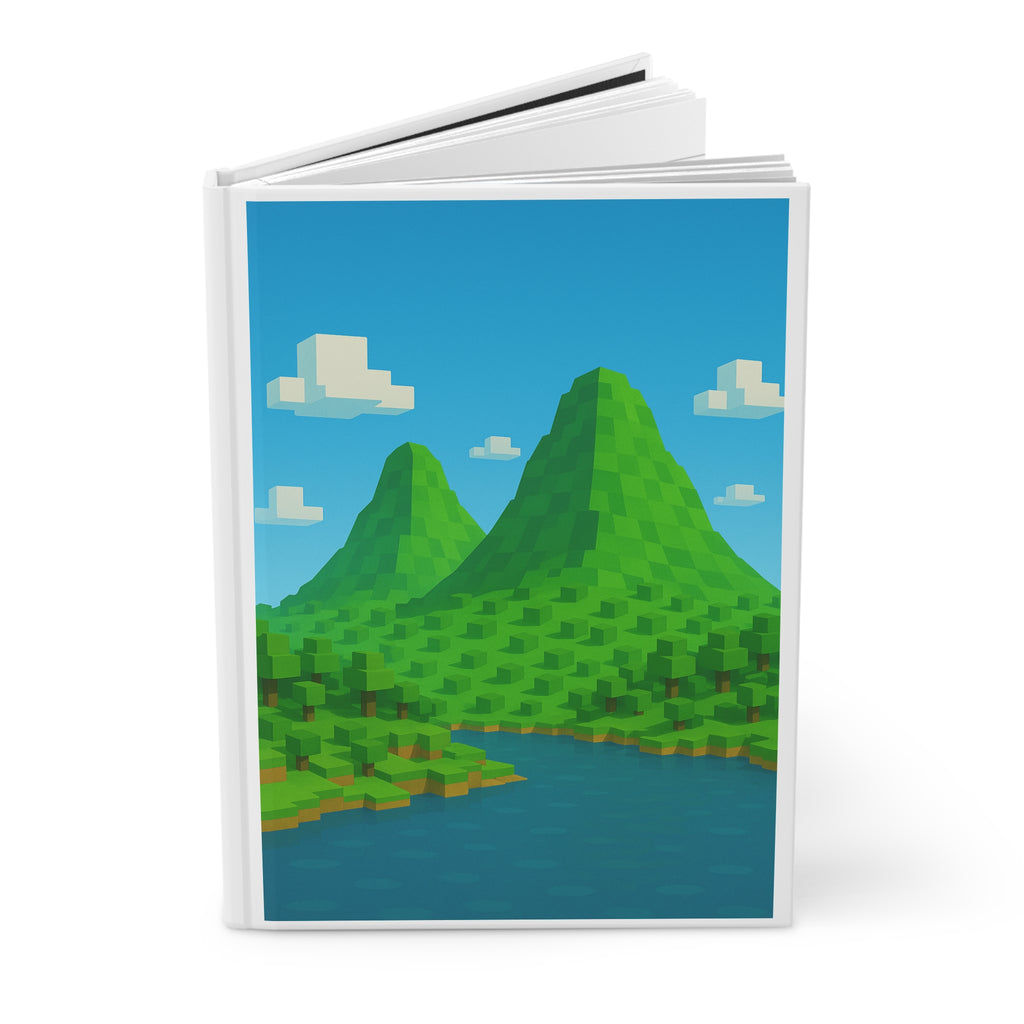 Pixelated Mountain Hardcover Journal, Nature Inspired Notebook, Travel Diary, Gift for Adventure Lovers, Eco-Friendly Journal