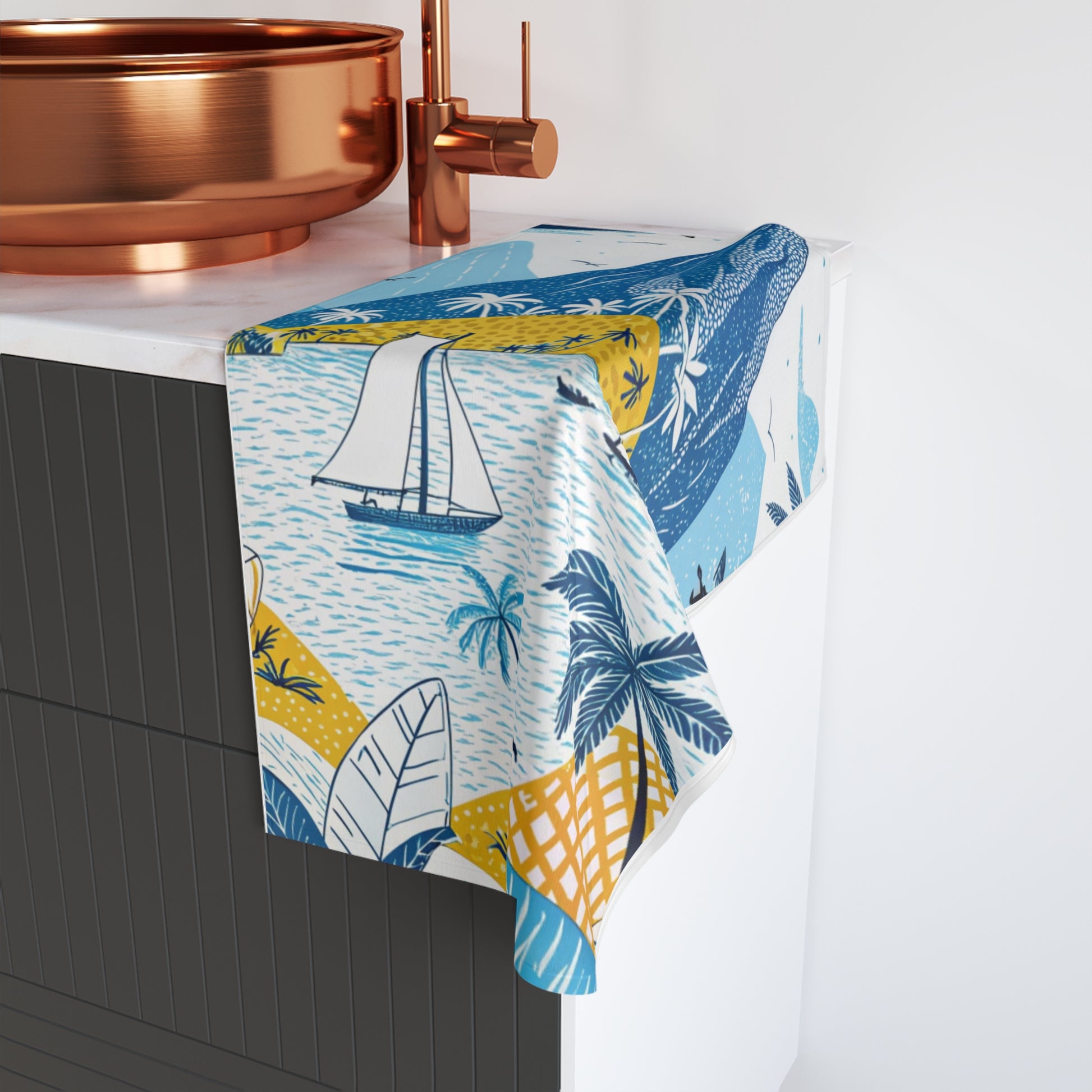 Tropical Paradise Hand Towel, Beach Decor, Summer Vibes, Kitchen Towel, Gifts for Home, Travel Enthusiasts