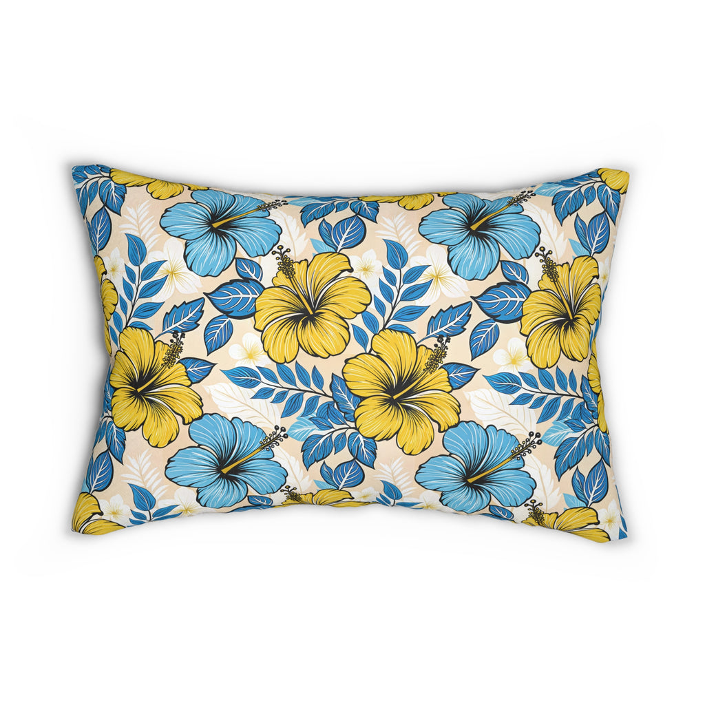 Tropical Floral Lumbar Pillow - Hawaiian Decor, Summer Vibe Cushion, Beach House Accent, Throw Pillow for Relaxation, Gift Idea