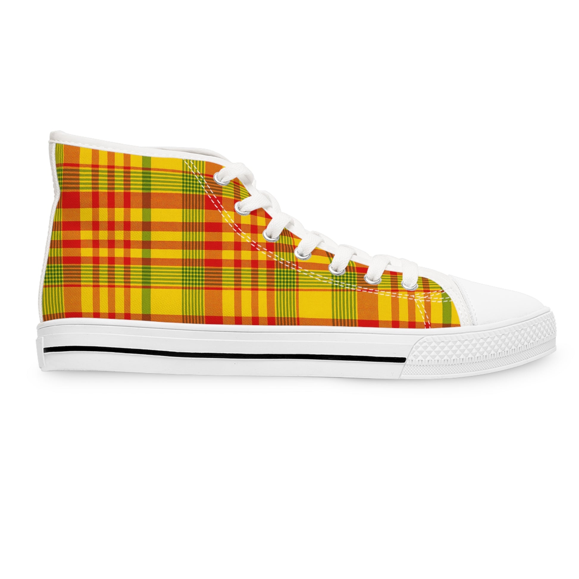 Colorful Plaid Women's High Top Sneakers, Casual Footwear, Trendy Sneakers, Fashionable Gift, Everyday Wear, Spring Styles