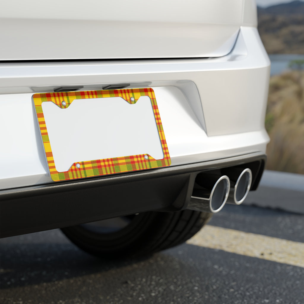 Rustic Metal License Plate Frame, Personalized Car Decor, Plaid Frame, Unique Gift for Him, Road Trip Essentials, Country Christmas