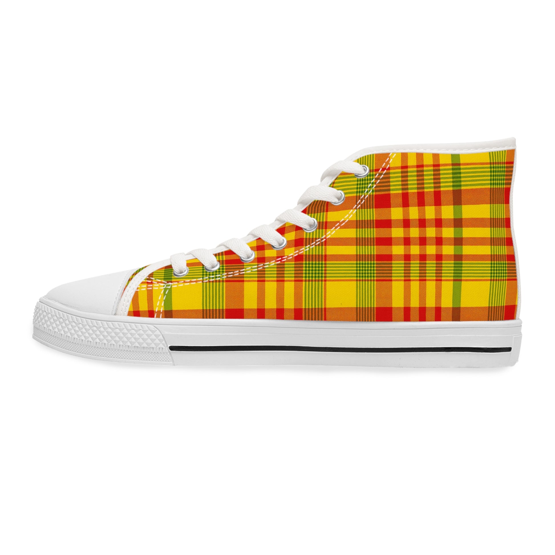 Colorful Plaid Women's High Top Sneakers, Casual Footwear, Trendy Sneakers, Fashionable Gift, Everyday Wear, Spring Styles