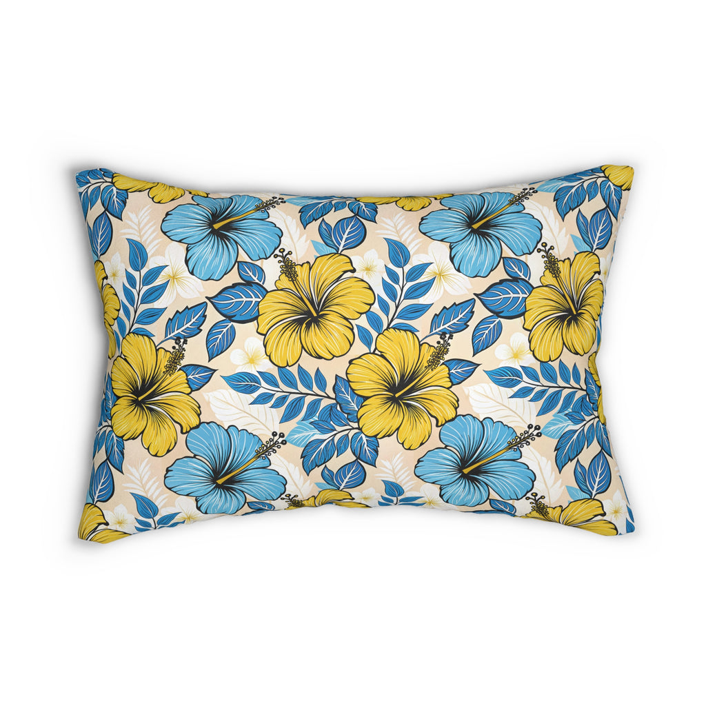 Tropical Floral Lumbar Pillow - Hawaiian Decor, Summer Vibe Cushion, Beach House Accent, Throw Pillow for Relaxation, Gift Idea