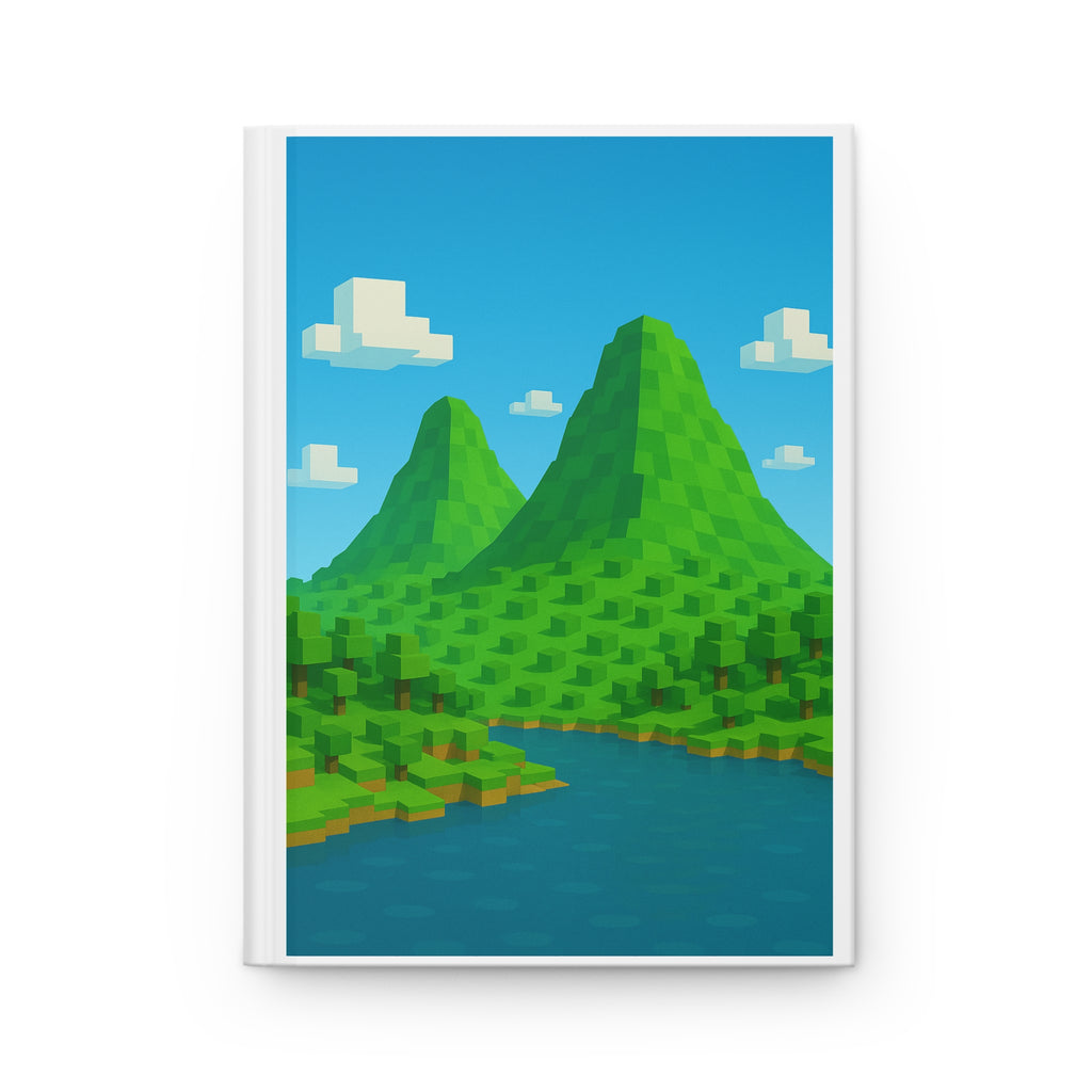 Pixelated Mountain Hardcover Journal, Nature Inspired Notebook, Travel Diary, Gift for Adventure Lovers, Eco-Friendly Journal