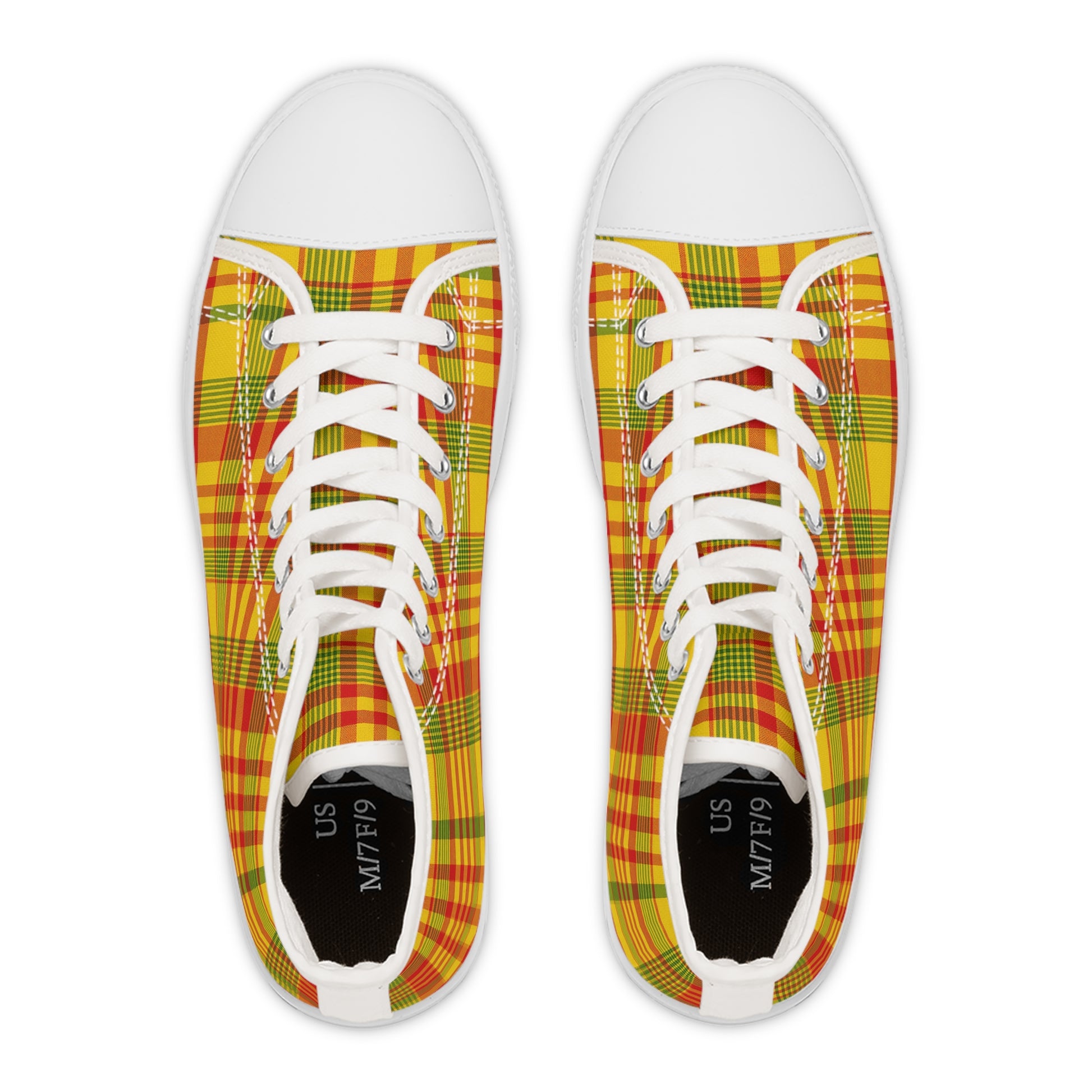 Colorful Plaid Women's High Top Sneakers, Casual Footwear, Trendy Sneakers, Fashionable Gift, Everyday Wear, Spring Styles