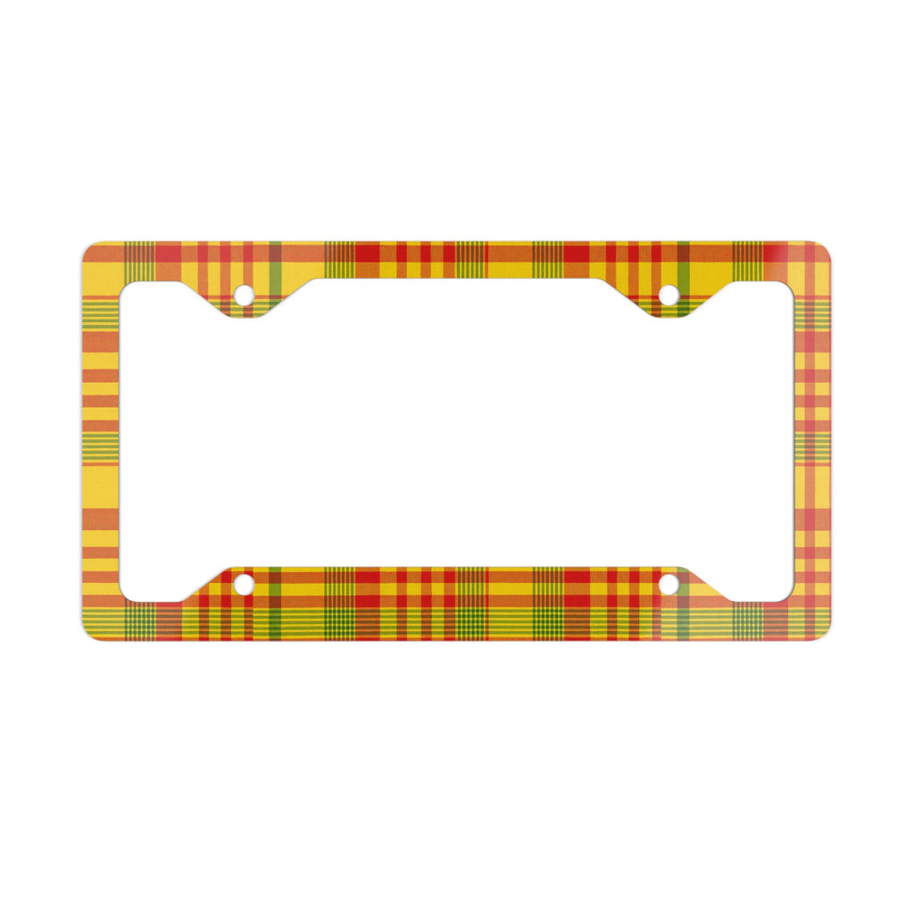 Rustic Metal License Plate Frame, Personalized Car Decor, Plaid Frame, Unique Gift for Him, Road Trip Essentials, Country Christmas