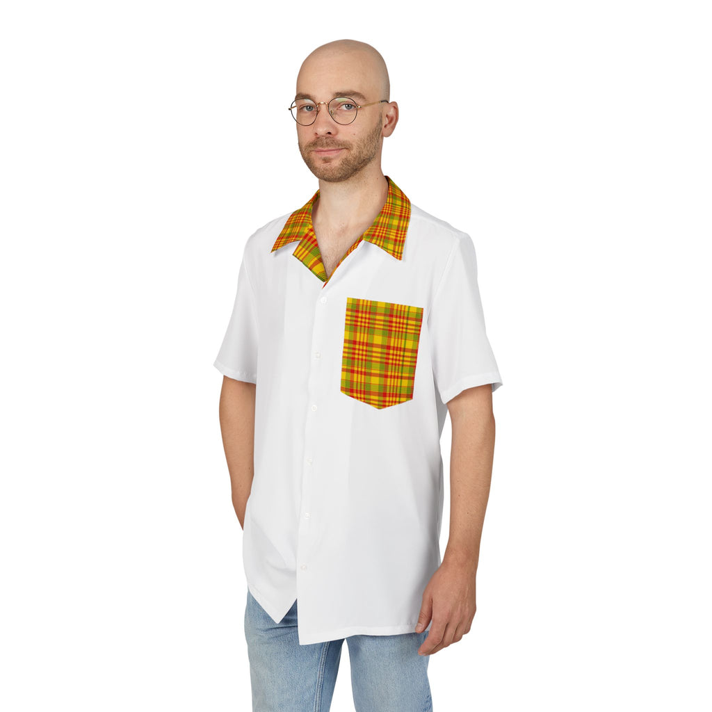 Madras Saint Lucia Button-Down Shirtool Beach Wear, Vacation Essential, Luau Outfit, Tropical Party Shirt